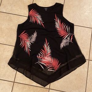 Alfani Point Hem 3X Top w/ Embroidered Palm Leaves